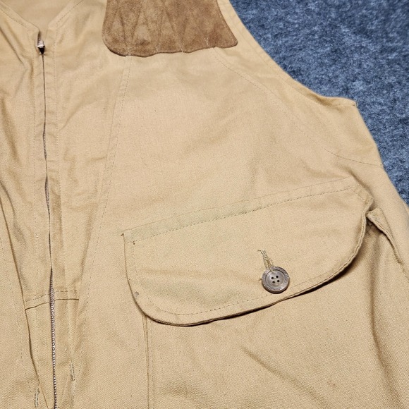 Vintage Bob Allen Shooting Vest Upland Field Hunting Leather Padded Game Bag L - Picture 3 of 9